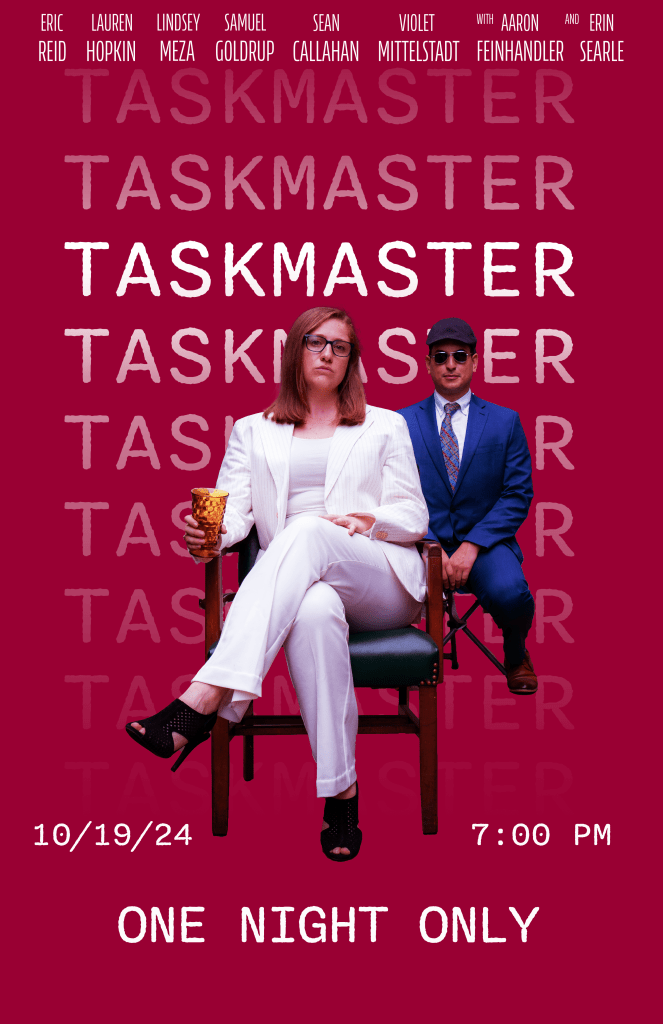 Taskmaster Chicago announcement post. 10/19/24 7PM ONE NIGHT ONLY